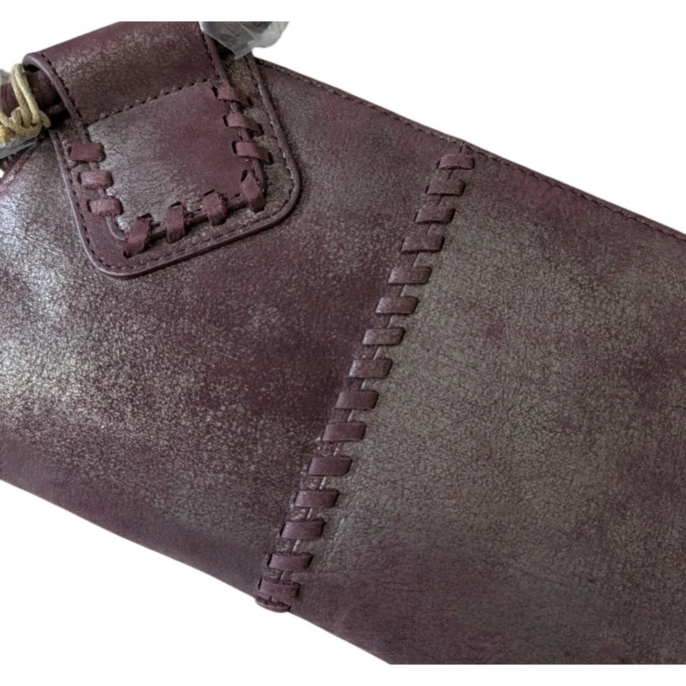Hobo International Sable Wristlet Wallet Clutch Plum Graphite Purple New Tassel